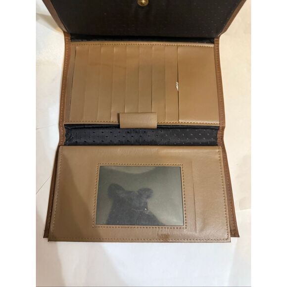 Vintage Princess Gardner Womens Cowhide Leather Tri-fold Checkbook Wallet Tan OS - Picture 2 of 7